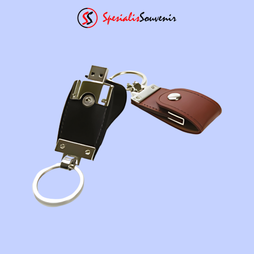 Flashdisk Kulit Metal Gantungan Kunci Elegan (4GB)