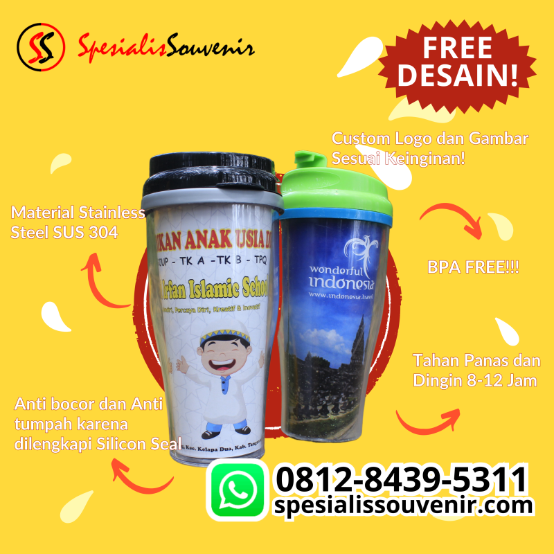 distributor tumbler murah, pusat souvenir terdekat, tumbler botol air minum, botol minum anti tumpah, custom botol minum jogja