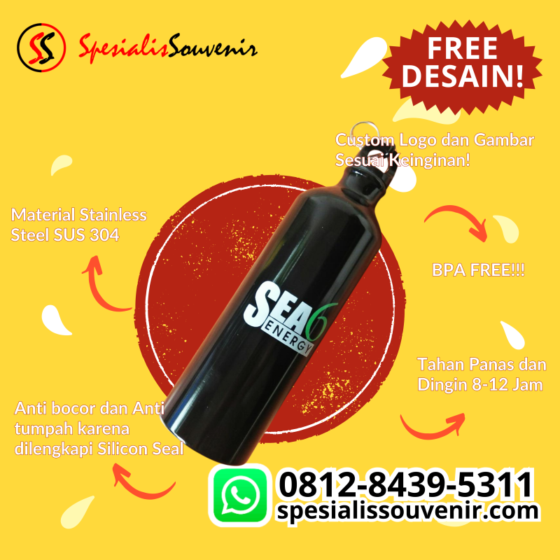 distributor botol minum surabaya, harga botol minum custom, pesan tumbler souvenir, botol minum custom murah