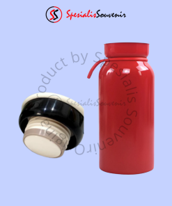 Souvenir tumbler custom dengan desain nama dan logo brand yang dicetak grafir untuk keperluan promosi perusahaan.