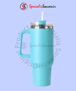 Deretan tumbler custom untuk souvenir seminar dan promosi bisnis.