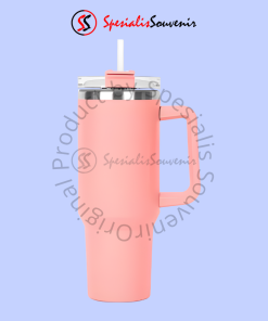 Contoh cetak tumbler custom design warna pastel dengan nama karyawan.