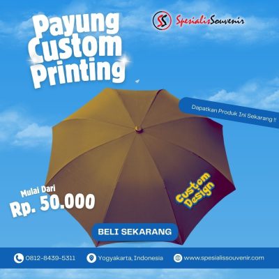 custom payung denpasar dengan desain payung custom logo perusahaan dan payung golf custom untuk event promosi.