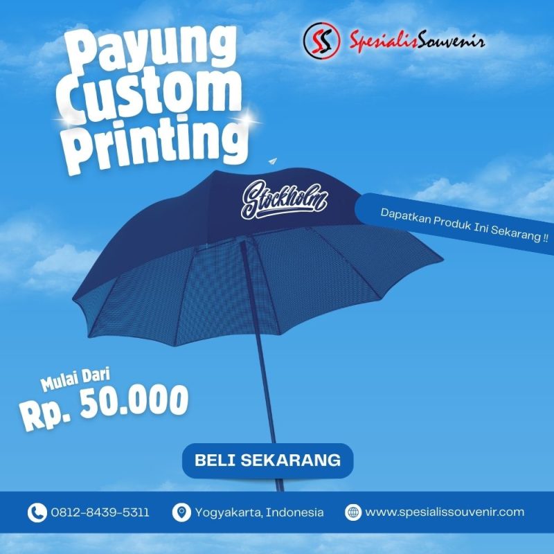 custom payung denpasar dengan desain payung custom logo perusahaan berkualitas premium