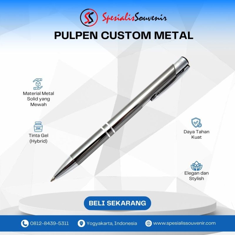 pulpen metal custom elegan untuk souvenir kantor