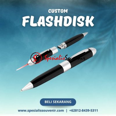 Flashdisk promosi custom premium dengan berbagai desain, kapasitas 16GB dan 32GB, cocok untuk kebutuhan marketing perusahaan.
