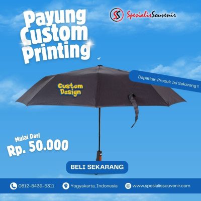 cetak payung custom Surabaya dengan logo perusahaan