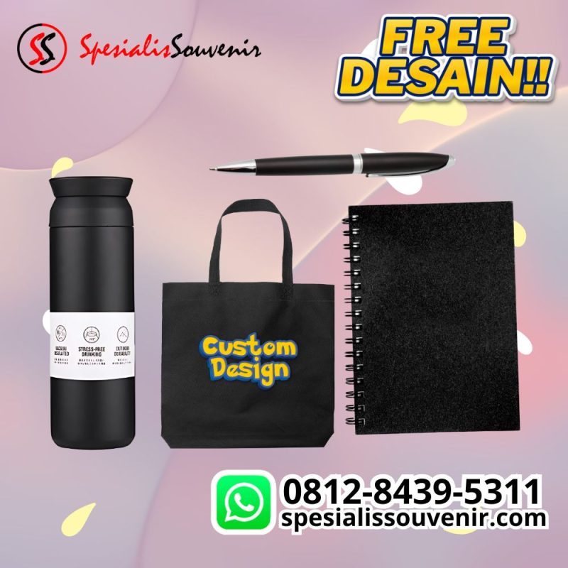 Souvenir seminar kit berkualitas dengan pouch, pulpen, dan flashdisk untuk acara profesional