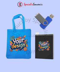 Paket seminar kit unik terdiri dari tas spunbond, notebook, dan flashdisk promosi.