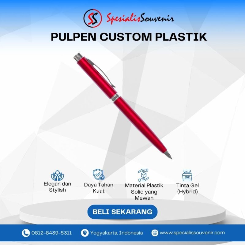 pulpen custom perusahaan premium dengan logo dan nama brand profesional.