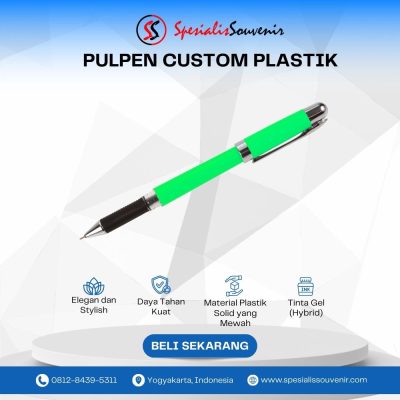pulpen custom polos murah dan elegan dengan logo perusahaan untuk souvenir promosi bisnis.