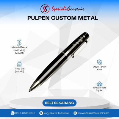 pulpen custom premium dengan desain polos elegan untuk branding perusahaan profesional.