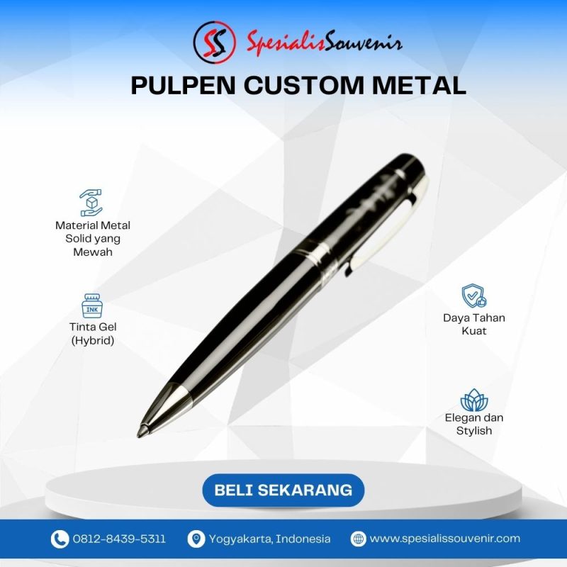 pulpen custom premium dengan desain polos elegan untuk branding perusahaan profesional.