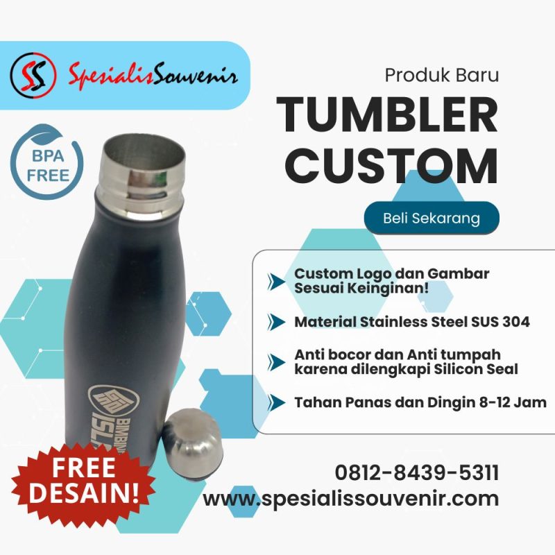 custom tumbler grafir nama atau logo sebagai souvenir eksklusif