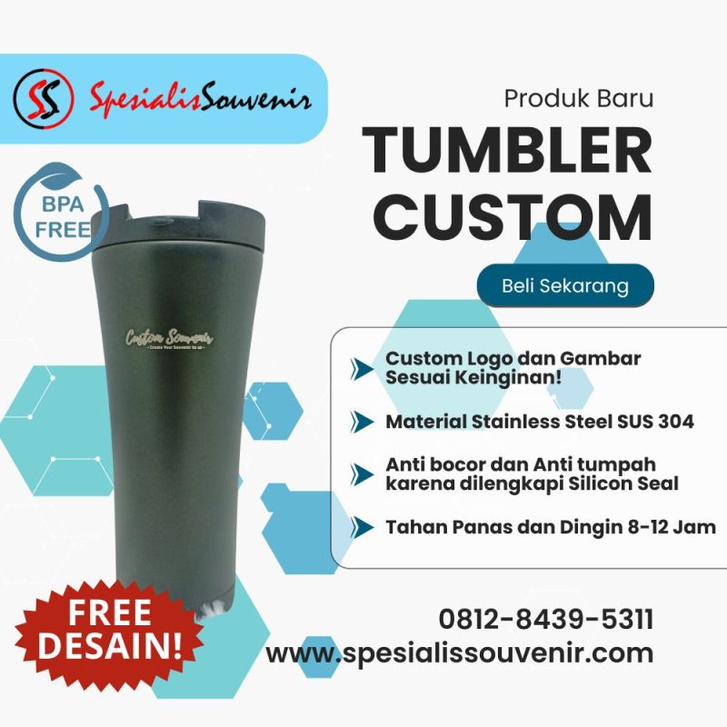 custom tumbler grafir nama atau logo stainless steel