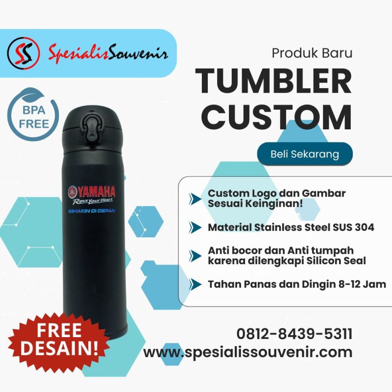 tumbler custom di Bandung dengan logo perusahaan untuk promosi dan event