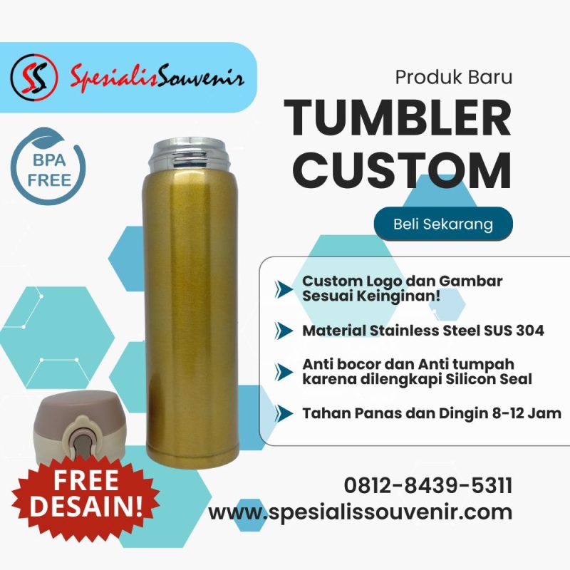 tumbler custom foto sendiri dengan cetak tajam dan desain personal berkualitas premium.