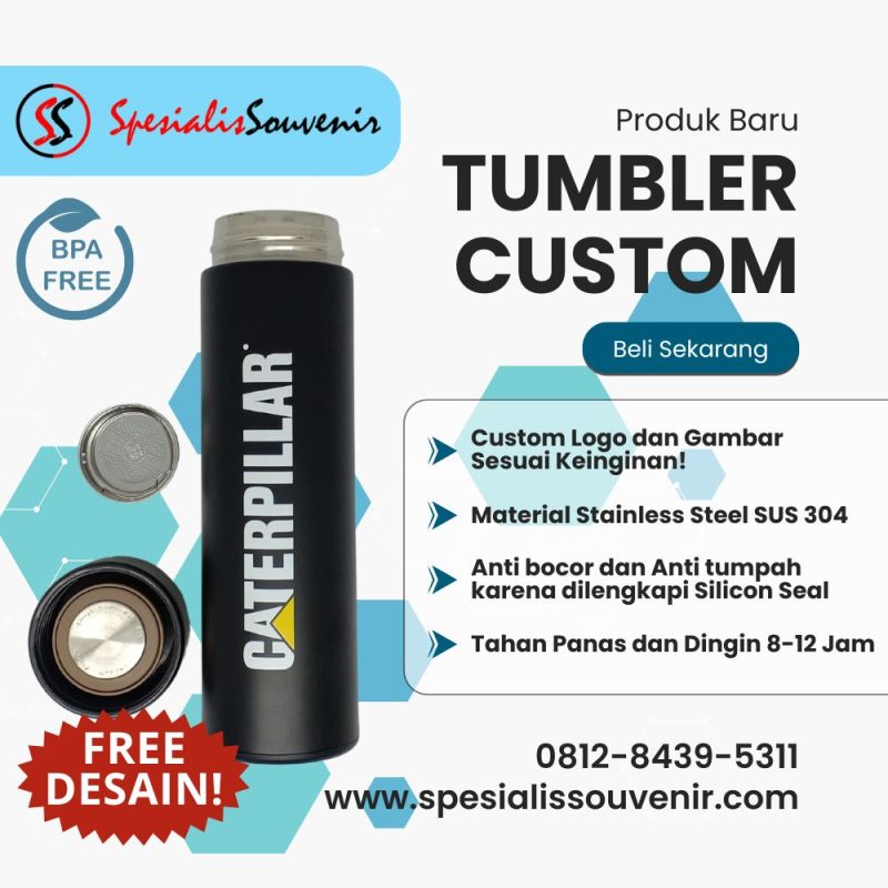 tumbler custom foto sendiri bahan stainless dengan cetakan awet dan desain personal.