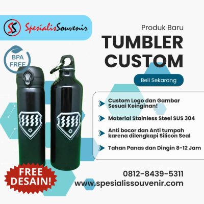 Tumbler custom gambar stainless untuk souvenir tumbler promosi dan pernikahan dengan desain cetak berkualitas.