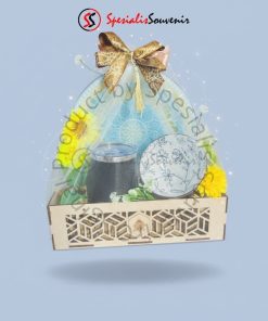 Parcel Lebaran hard box elegan desain custom logo.