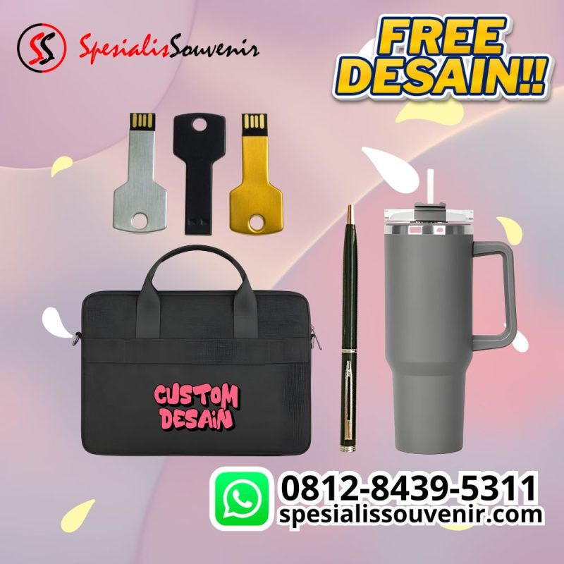 seminar kit kantor modern dengan desain custom dan tas laptop profesional untuk event perusahaan.
