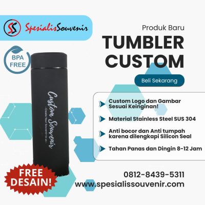 tumbler custom gift elegan dengan berbagai ukuran dan desain untuk souvenir dan corporate gift.
