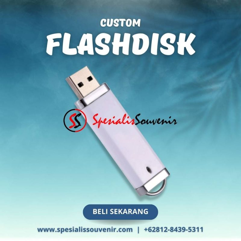 flashdisk custom logo desain eksklusif untuk souvenir promosi perusahaan dengan kemasan custom box flashdisk premium.