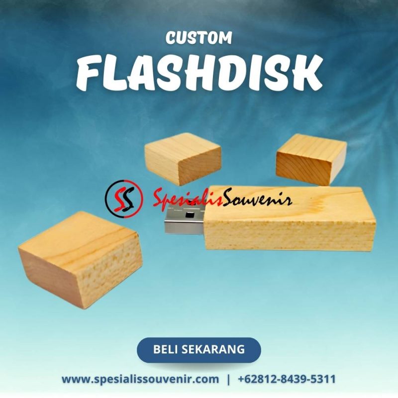 flashdisk custom logo untuk souvenir promosi perusahaan dengan desain kartu dan kemasan custom box premium.