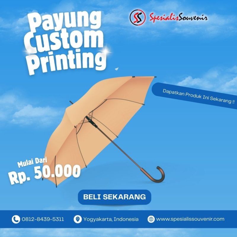 payung custom semarang dengan desain logo promosi perusahaan dan payung golf custom berkualitas.