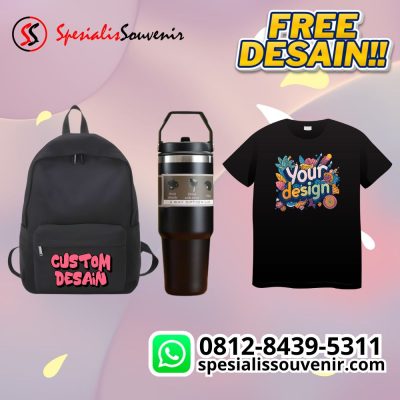 Seminar kit Palembang custom lengkap dengan tas, notebook, tumbler, dan desain eksklusif untuk acara profesional.