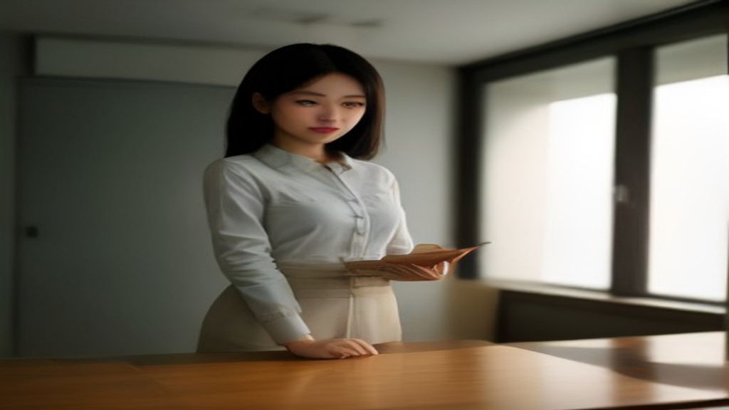 Karyawan tersenyum memegang souvenir acara perusahaan eksklusif berlogo elegan di kantor